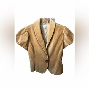 Symmetry Tan Women's Blazer with Puff Sleeves